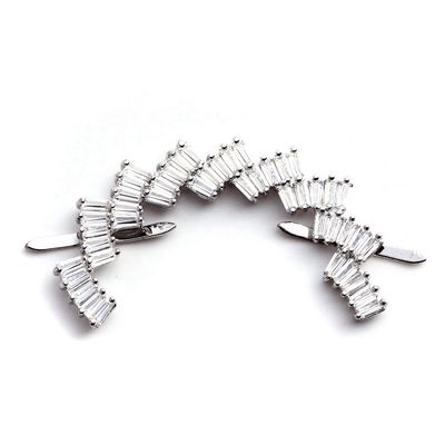 calidad  Zinc Alloy Elegance Crystal Shoe Buckles Rainbow Shape Silver Color fábrica