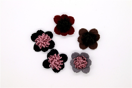 Flor de borde sinterizado a mano / flor de niña hecha de cintas de raso / Flor simulada a mano Varios colores Tela, lana