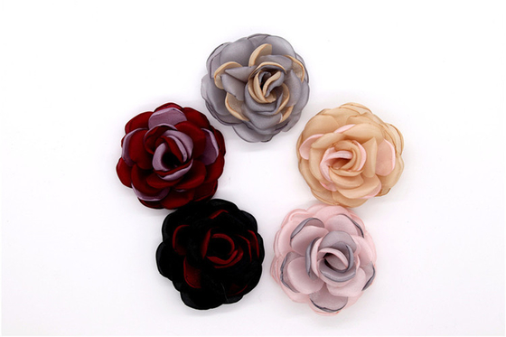 Flor de borde sinterizado a mano / flor de niña hecha de cintas de raso / Flor simulada a mano Varios colores Tela, lana