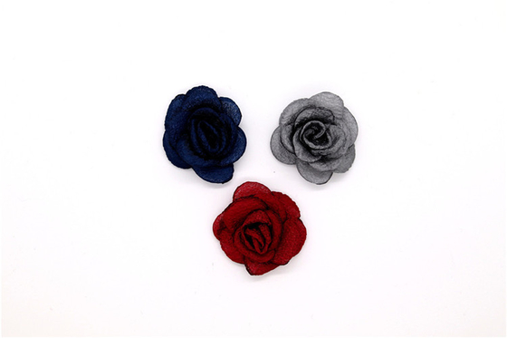 Flor de borde sinterizado a mano / flor de niña hecha de cintas de raso / Flor simulada a mano Varios colores Tela, lana