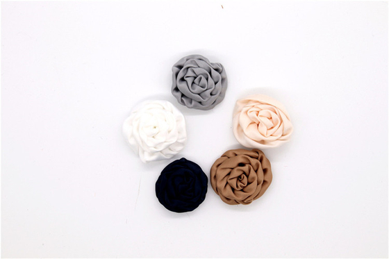 Flor de borde sinterizado a mano / flor de niña hecha de cintas de raso / Flor simulada a mano Varios colores Tela, lana