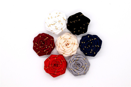 Flor de borde sinterizado a mano / flor de niña hecha de cintas de raso / Flor simulada a mano Varios colores Tela, lana