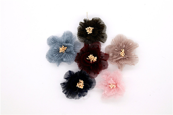 Servicio OEM de zapatos de encaje de flores malla negro / blanco / rojo / azul para mujeres