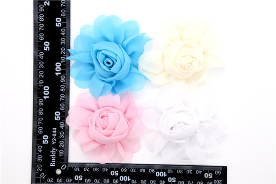 Chiffon flor de zapatos clips/coser cuentas de la mano de filamentos de flores, encaje, Chiffon gris, negro, blanco, rojo, azul