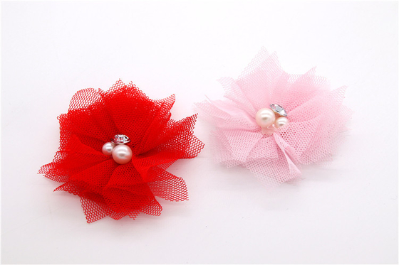 Chiffon flor de zapatos clips/coser cuentas de la mano de filamentos de flores, encaje, Chiffon gris, negro, blanco, rojo, azul