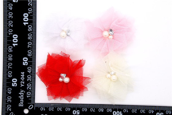 Chiffon flor de zapatos clips/coser cuentas de la mano de filamentos de flores, encaje, Chiffon gris, negro, blanco, rojo, azul