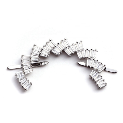 Elegancia de aleación de zinc Fijaciones de zapatos de cristal Forma de arco iris Color plateado