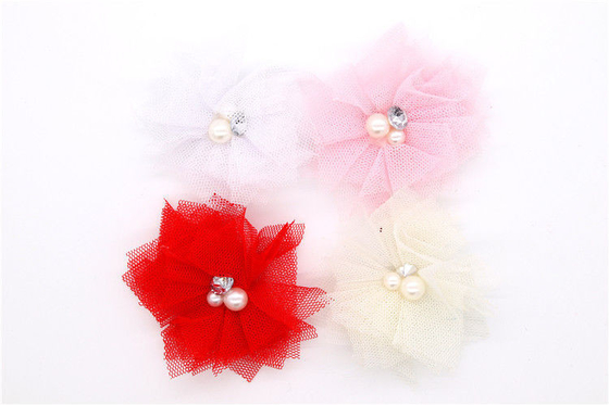 85*85mm Cintas para zapatos de flores de chifón de algodón / poliéster / material de chifón